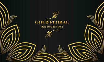 hermosa oro floral antecedentes con floral, flor y hoja ornamento vector