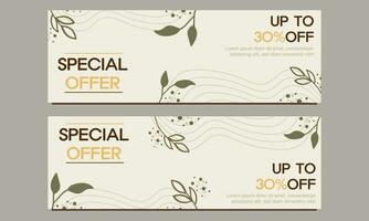 natural horizontal banner template with floral and flower ornament vector