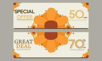 great deal horizontal banner template with floral and flower ornament vector