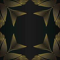 square frame with beautiful gold floral decoration on black background vector