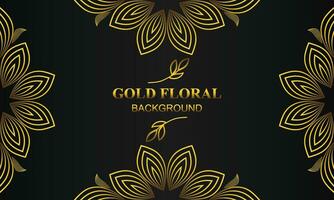 beautiful gold floral background with floral, flower and leaf ornament vector