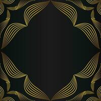 square frame with beautiful gold floral decoration on black background vector