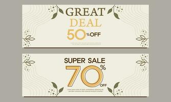 great deal horizontal banner template with floral and flower ornament vector