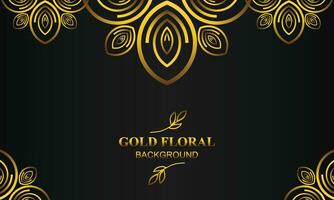 elegant gold floral background with floral and leaf ornament vector