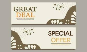 great deal horizontal banner template with floral and flower ornament vector