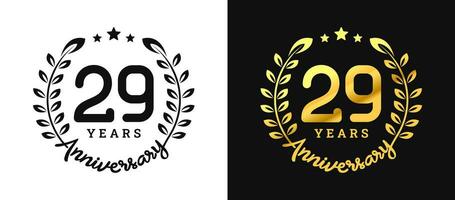 Anniversary 29 gold numbers. Minimalist design template, modern, elegant celebrating anniversary event. label, vector, sign, illustration, banner, symbol, icon, design, sticker, tag, badge, element vector