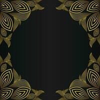 beautiful gold floral frame on black background vector