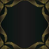 square frame with beautiful gold floral decoration on black background vector