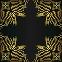 beautiful gold floral frame on black background vector