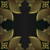 beautiful gold floral frame on black background vector