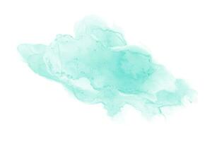 Watercolor alcohol ink liquid splash on white background. Blue mint water color stain vector