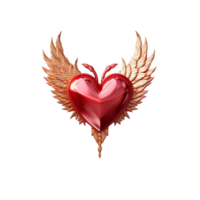 3d Heart Pierced With An Arrow Icon Cupid Love Concept ai generative png