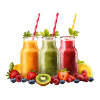 gesund frisch Obst und Gemüse Smoothies mit sortieren ai generativ png