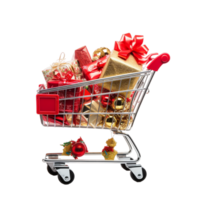 Christmas gifts in shopping trolley ai generative png