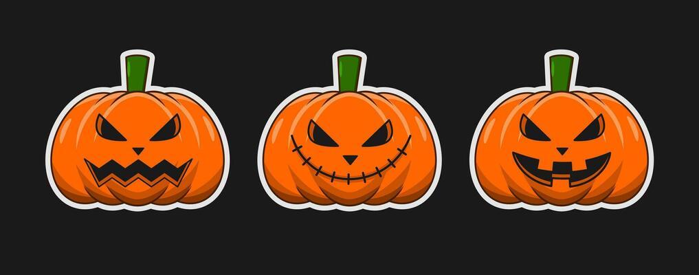 halloween pumpkins set vector design for sticker