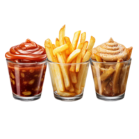 French fries with different sauce ai generative png