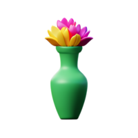 flower vase 3d rendering icon illustration png