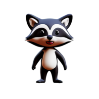 raccoon 3d rendering icon illustration png