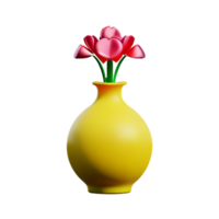 flower vase 3d rendering icon illustration png