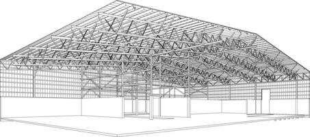 3D illustration of building structure vector