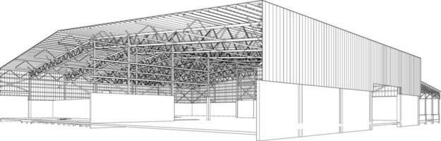 3D illustration of building structure vector