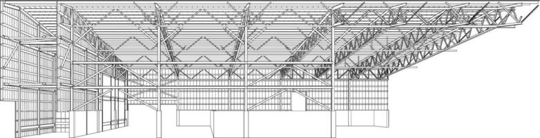 3D illustration of building structure vector