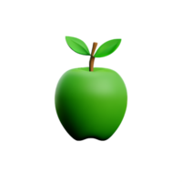 grön äpple 3d tolkning ikon illustration png