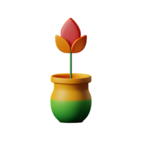 flower vase 3d rendering icon illustration png