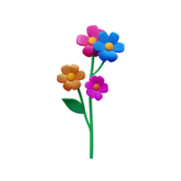 boho blommor 3d tolkning ikon illustration png