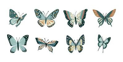 Collection of colorful butterflies. Vector illustration.