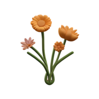 boho flowers 3d rendering icon illustration png