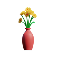 flower vase 3d rendering icon illustration png