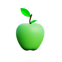 green apple 3d rendering icon illustration png