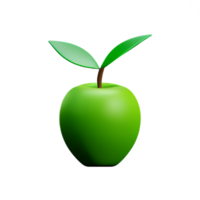 grön äpple 3d tolkning ikon illustration png