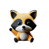 raccoon 3d rendering icon illustration png