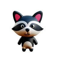 raccoon 3d rendering icon illustration png