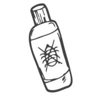 Pet perfume, cat and dog head shampoo on the label. Doodle isolated outline objects on white. vector