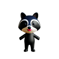 raccoon 3d rendering icon illustration png