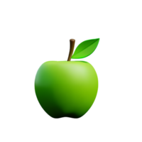 green apple 3d rendering icon illustration png