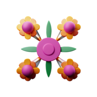 boho fleurs 3d le rendu icône illustration png