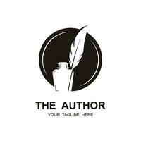 author's feather logo vector icon illustration design