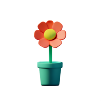 flower vase 3d rendering icon illustration png