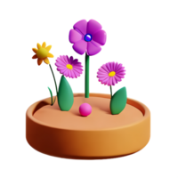 boho flowers 3d rendering icon illustration png