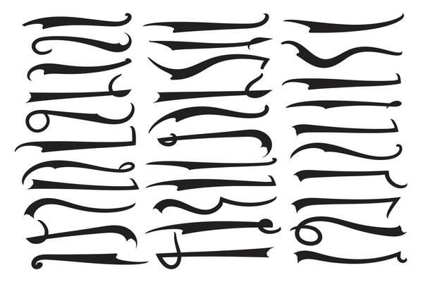 Text Tails Swoosh Baseball Sign, Typography font curve tail, font swoosh tail ornamental vector, baseball tail shape for text ornaments football or athletics tail, ornamental swash underline Swirl
