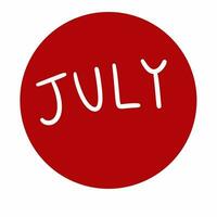red stamp with the word july photo
