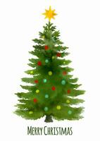 Hand painted watercolour Christmas tree background vector