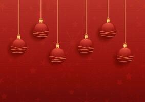 christmas background with hanging baubles vector