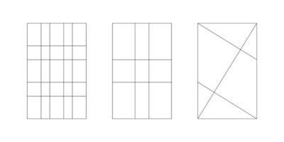 Golden ratio template set. Method golden section. Fibonacci array, numbers. Harmony proportions. Vector outline illustrations.