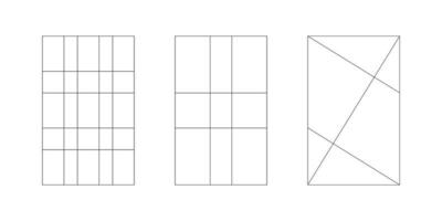 Golden ratio template set. Method golden section. Fibonacci array, numbers. Harmony proportions. Vector outline illustrations.