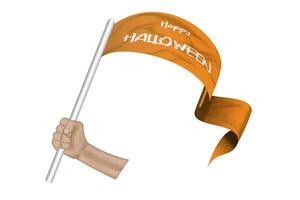 3D Happy Halloween on flag photo